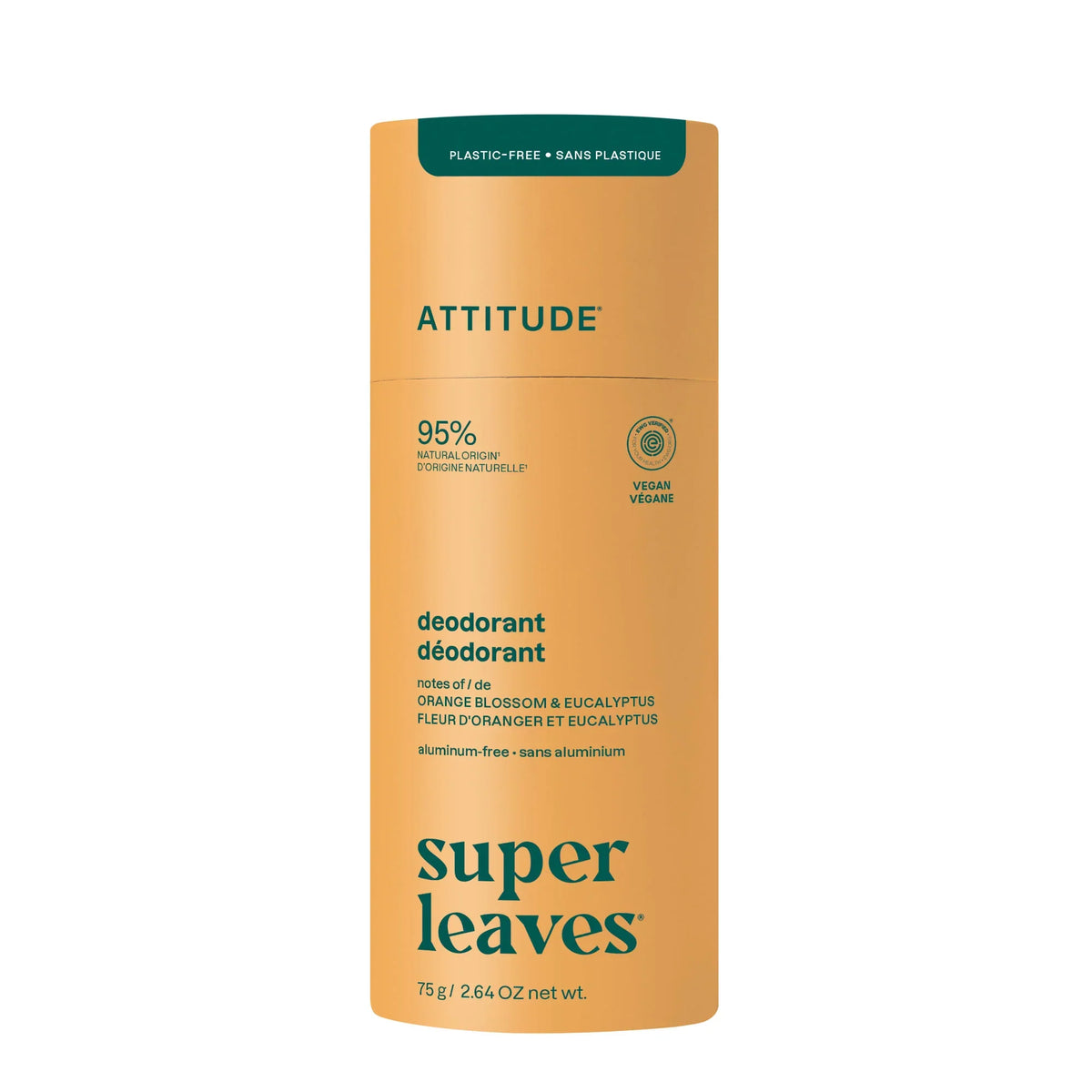 Deodorant - Plastic-free Stick Orange Blossom & Eucalyptus-2.64 Oz.