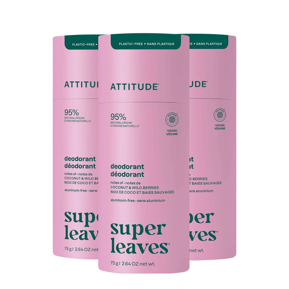 Deodorant - Plastic-free Stick Coconut & Wild Berries-3 units